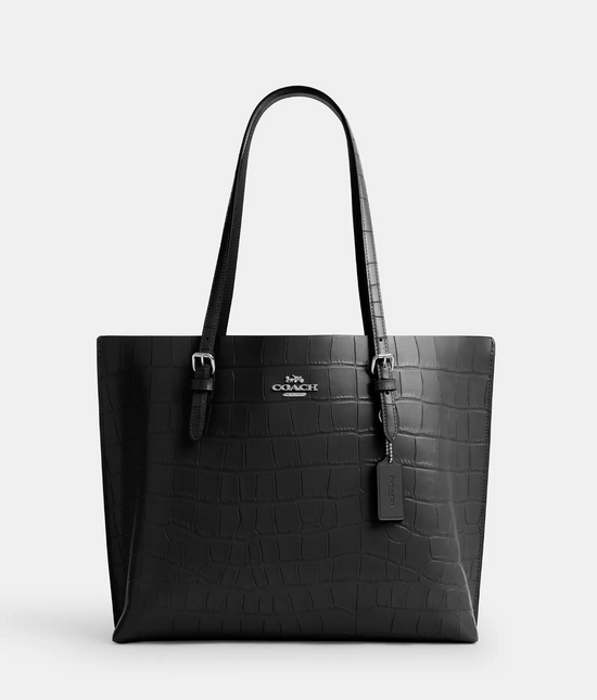 Coach Mollie Tote In novelty leather Silver Black (Pre-Order)