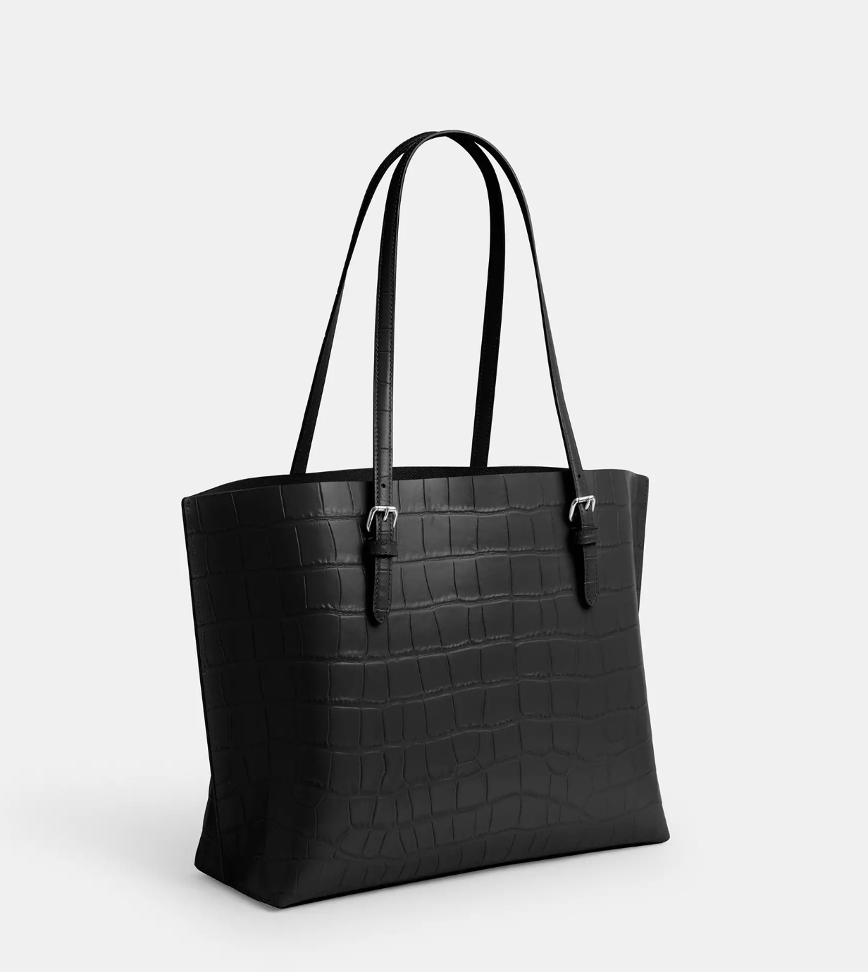 Coach Mollie Tote In novelty leather Silver Black (Pre-Order)