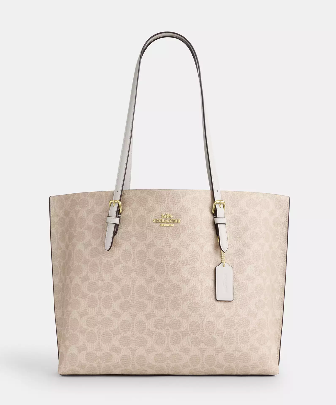 Coach Mollie Tote In Signature Silver Sand Chalk