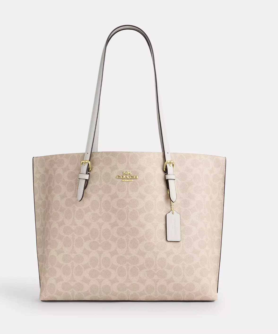 Coach Mollie Tote In Signature Silver Sand Chalk