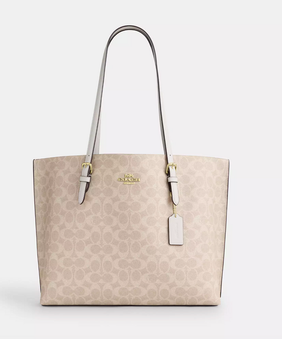 Coach Mollie Tote In Signature Silver Sand Chalk