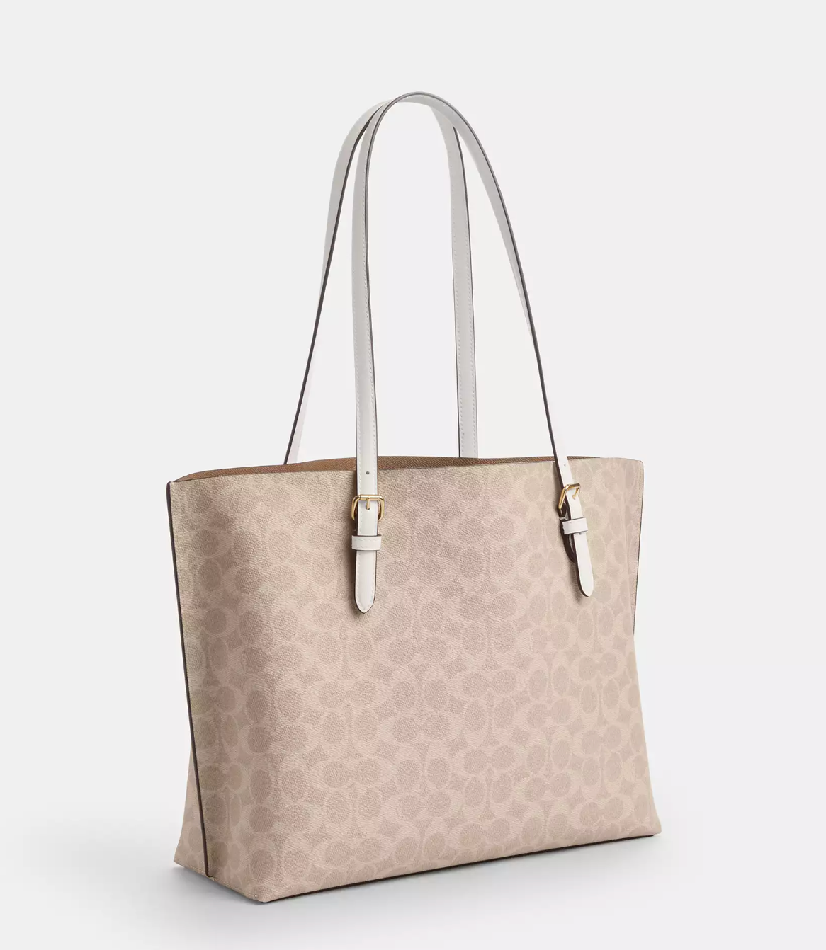 Coach Mollie Tote In Signature Silver Sand Chalk