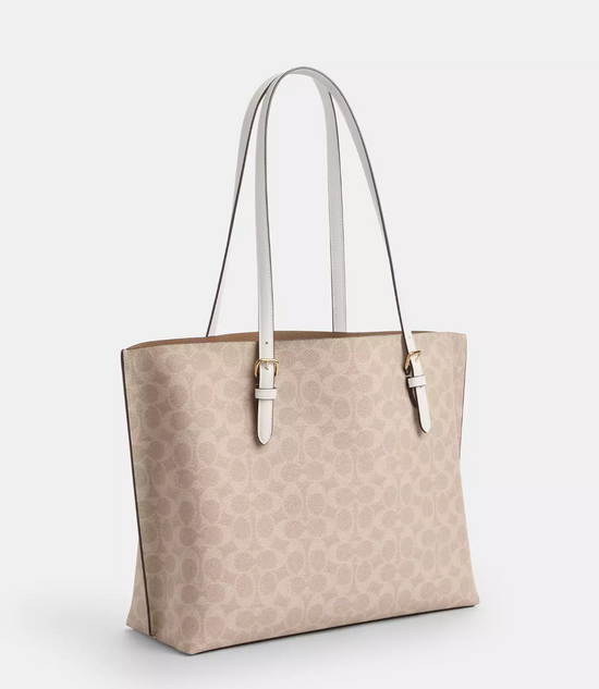 Coach Mollie Tote In Signature Silver Sand Chalk