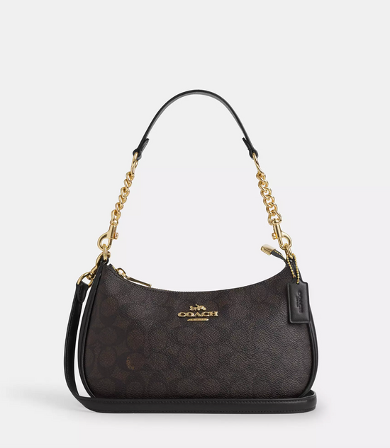 Coach Teri Shoulder Bag In Signature Walnut Black (Pre-Order)