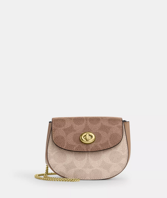 Coach Turnlock Card Case In Blocked Signature Sand Tan (Pre-Order)