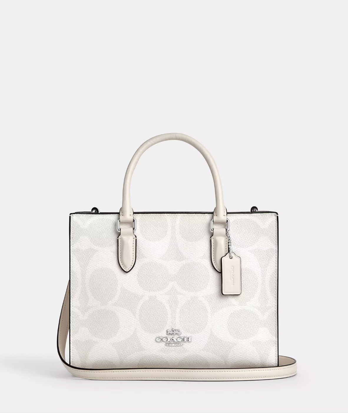 Coach Maggie Small Tote Bag In Blocked Signature White Chalk (Pre-order)