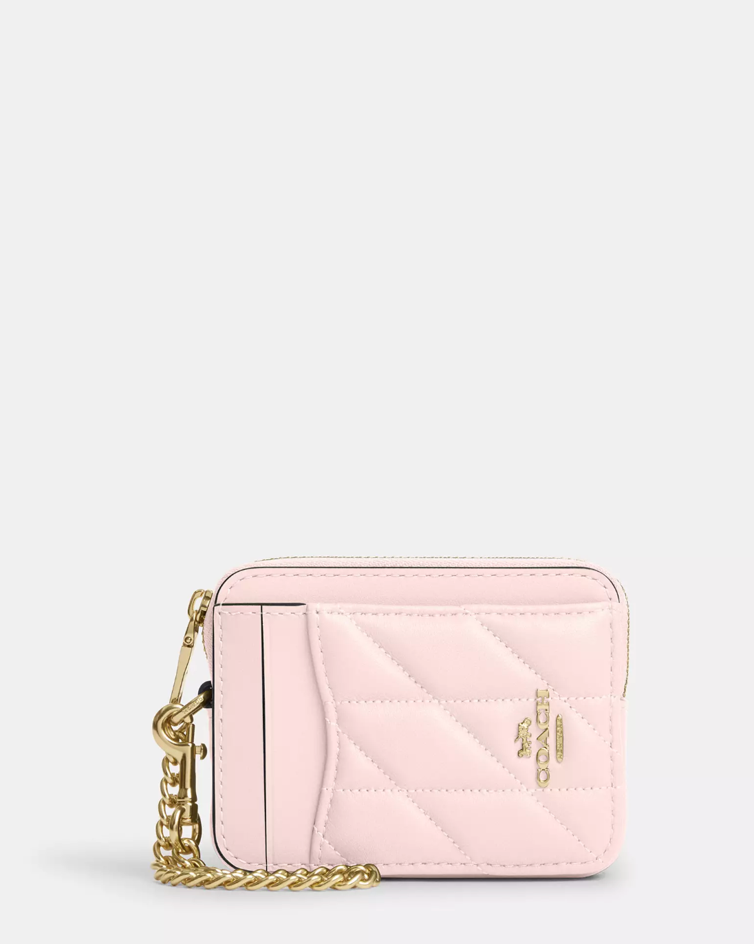 Coach Zip Card Case With Quilting In Gold Blush (Pre-Order)