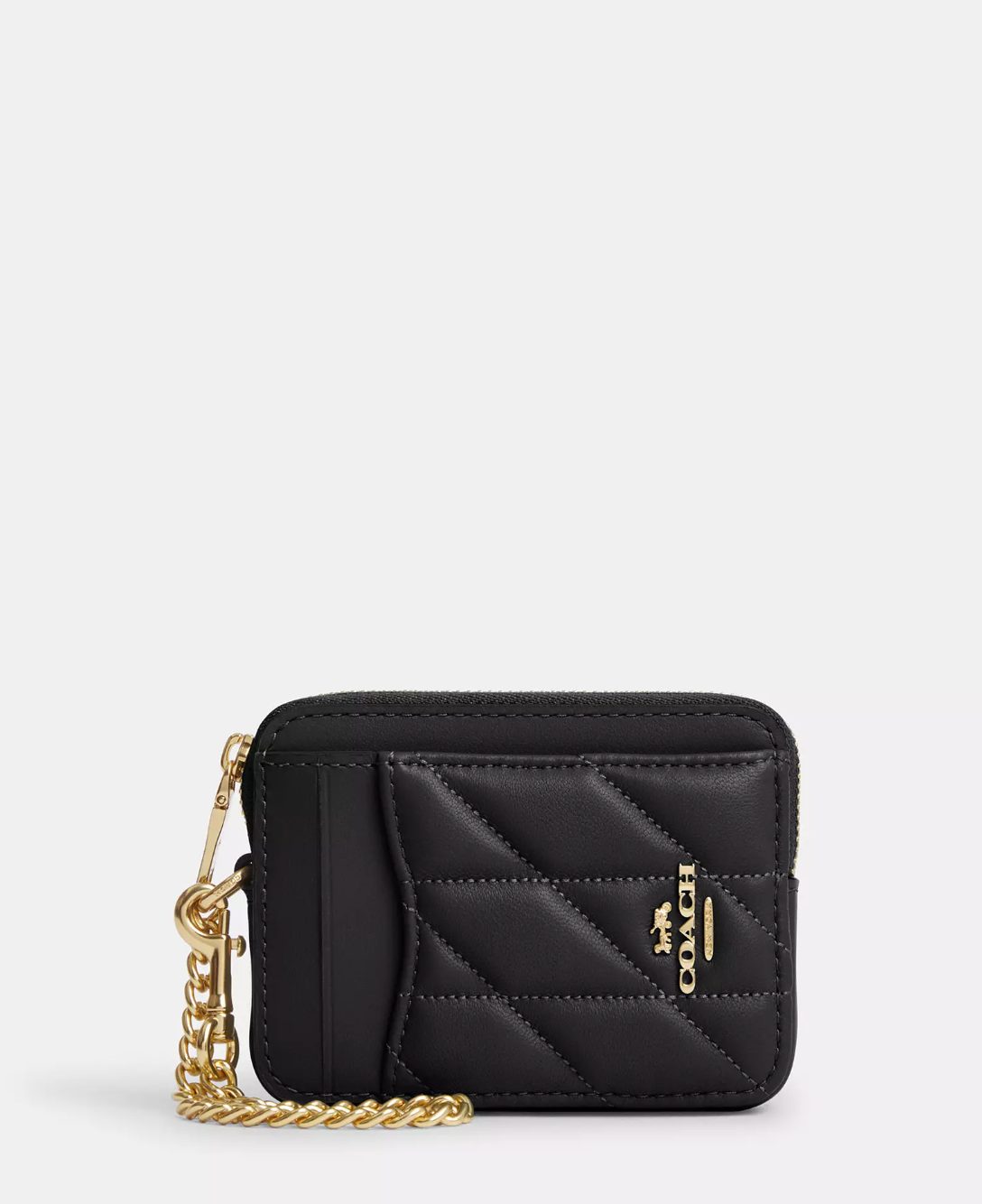 Coach Zip Card Case With Quilting In Gold Black (Pre-Order)