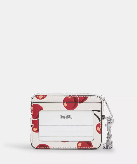 Coach Zip Card Case With Cherry Print Chalk multi (Pre-Order)