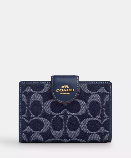 Coach Medium Corner Zip Wallet In Signature Denim (Pre-Order)