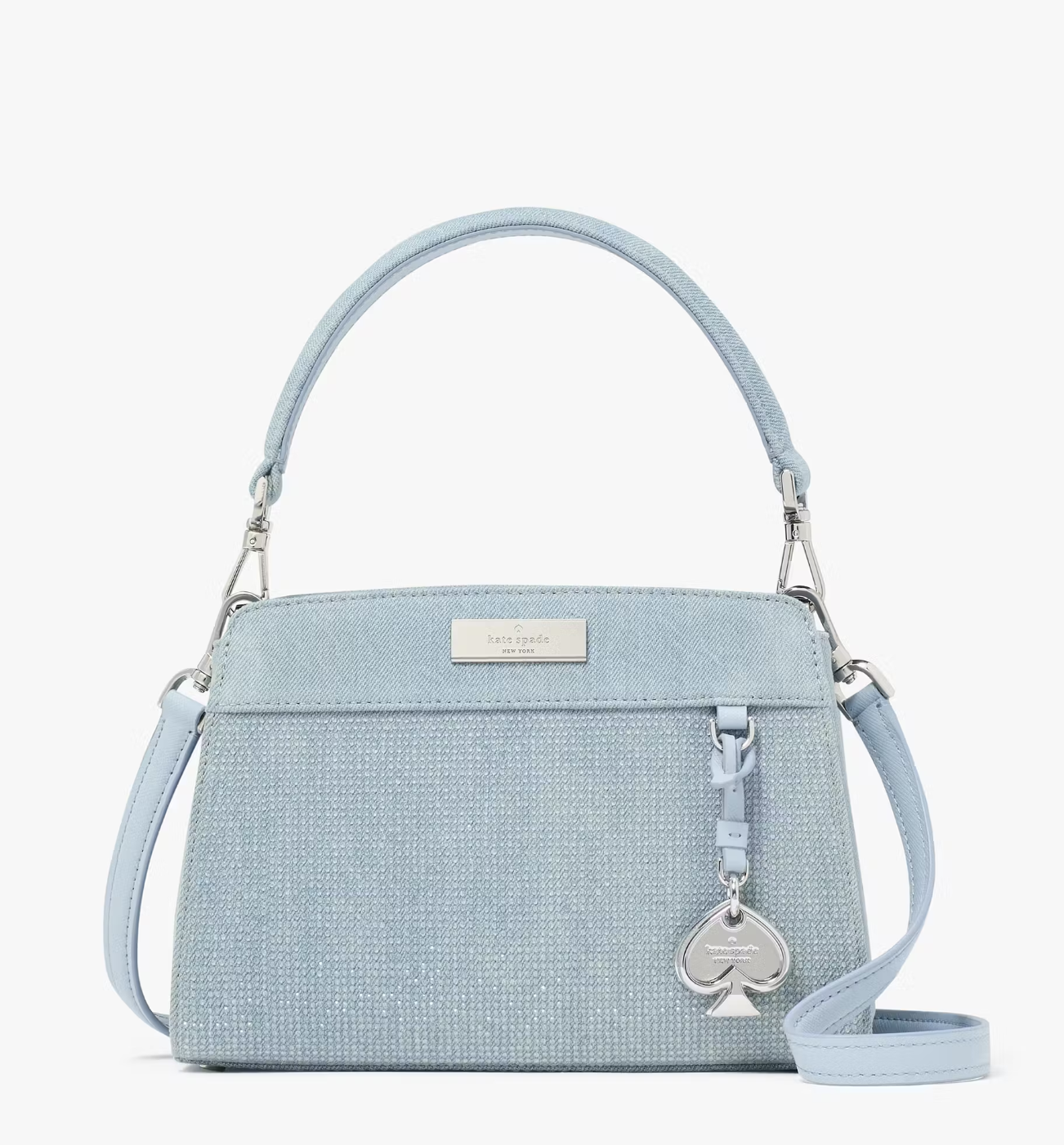 Kate Spade Madison Studded Denim Small Top Handle Satchel In Blue Multicolor (Pre-Order)