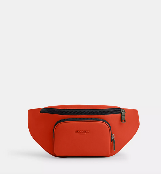 Coach Men Racer Belt Bag In Leather Deep Orange (Pre-Order)