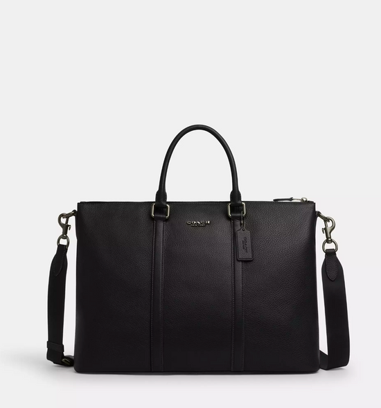 Coach Men Caleb Work Bag In Gunmetal Black (Pre-Order)