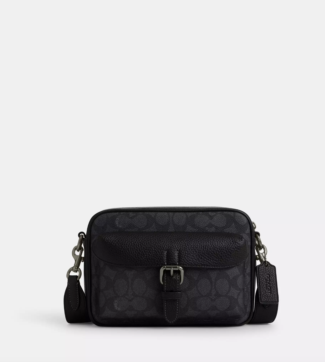 Coach Men Warner Crossbody Bag In Signature Charcoal Black (Pre-Order)