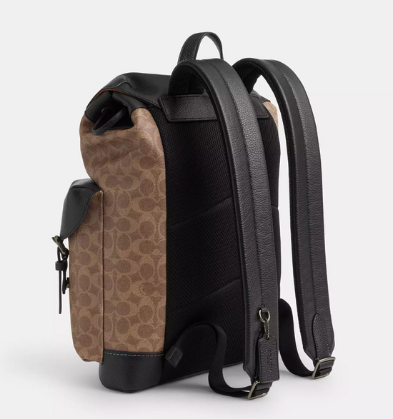 Coach Men Warner Backpack In Signature Tan Black (Pre-Order)