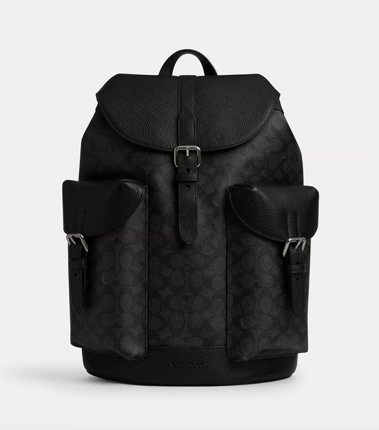 Coach Men Warner Backpack In Signature Charcoal Black (Pre-Order)