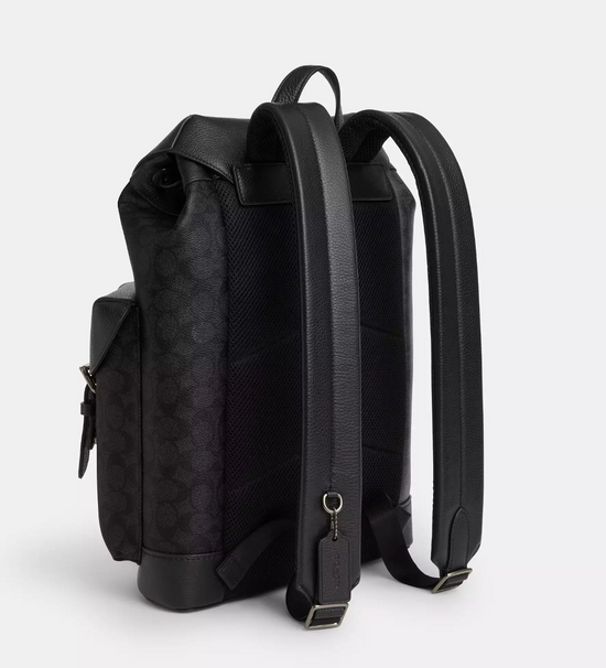 Coach Men Warner Backpack In Signature Charcoal Black (Special Pre-Order)