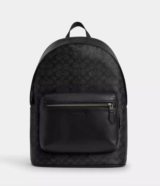 Coach Men West Backpack In Signature Charcoal Black (Pre-Order)