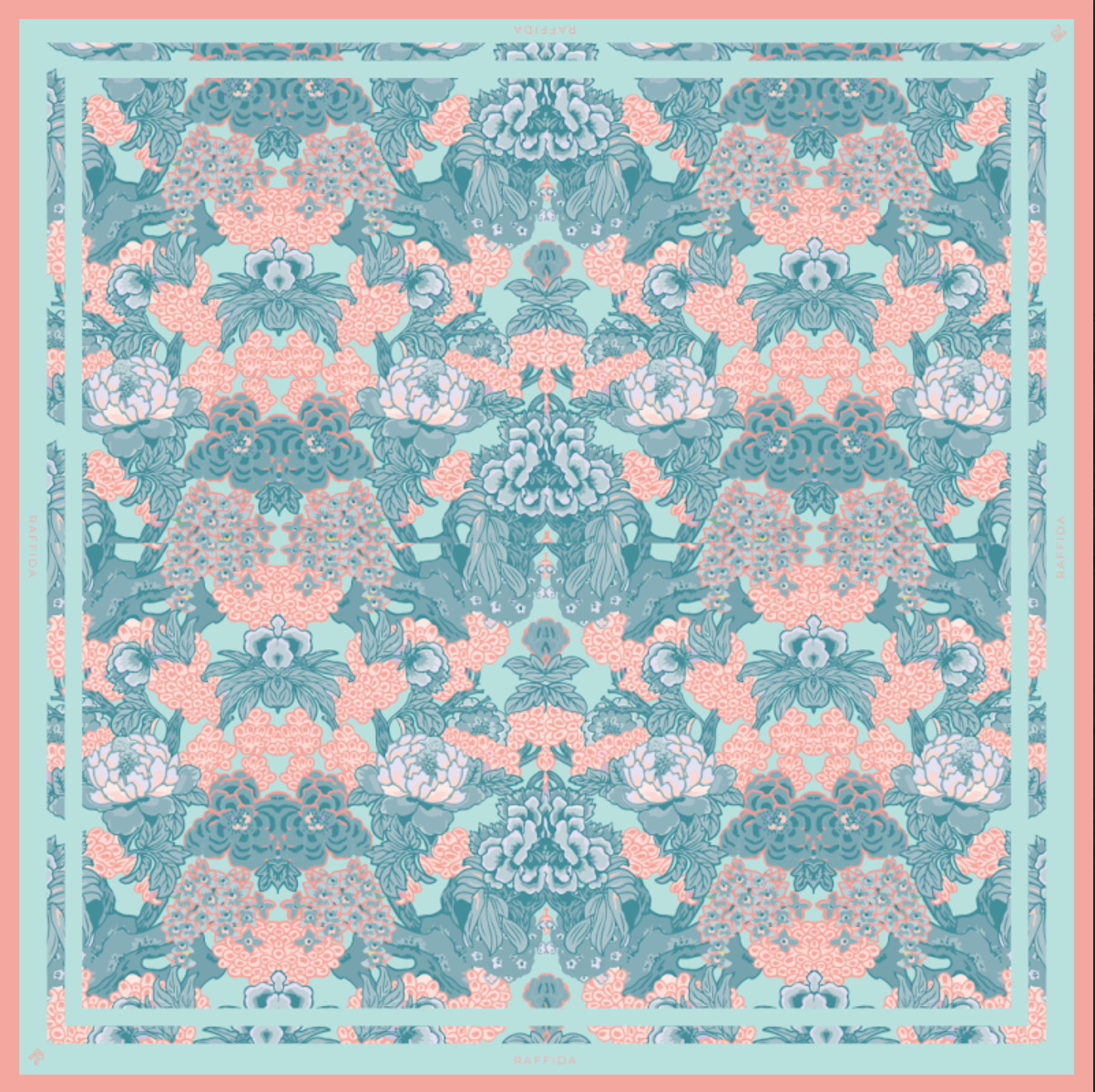 Raffida Lotus In Misty Aqua Blue Peach