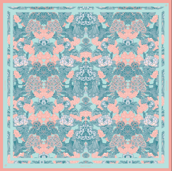 Raffida Lotus In Misty Aqua Blue Peach