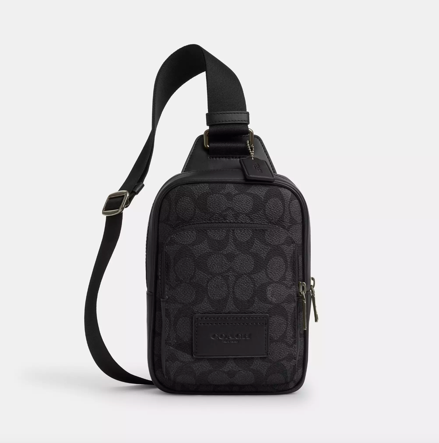 Coach Men Racer Sling Pack In Signature Charcoal Black