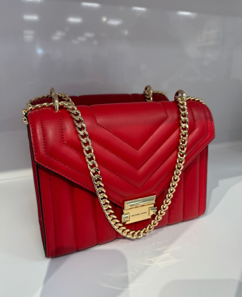 Michael Kors Whitney Medium Quilted Flap Shoulder Bag In Bright Red (Pre-Order)