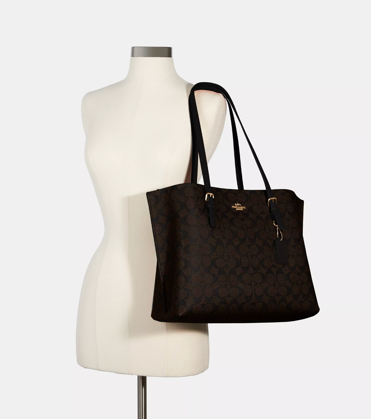 Coach Mollie Tote In Signature Brown Black