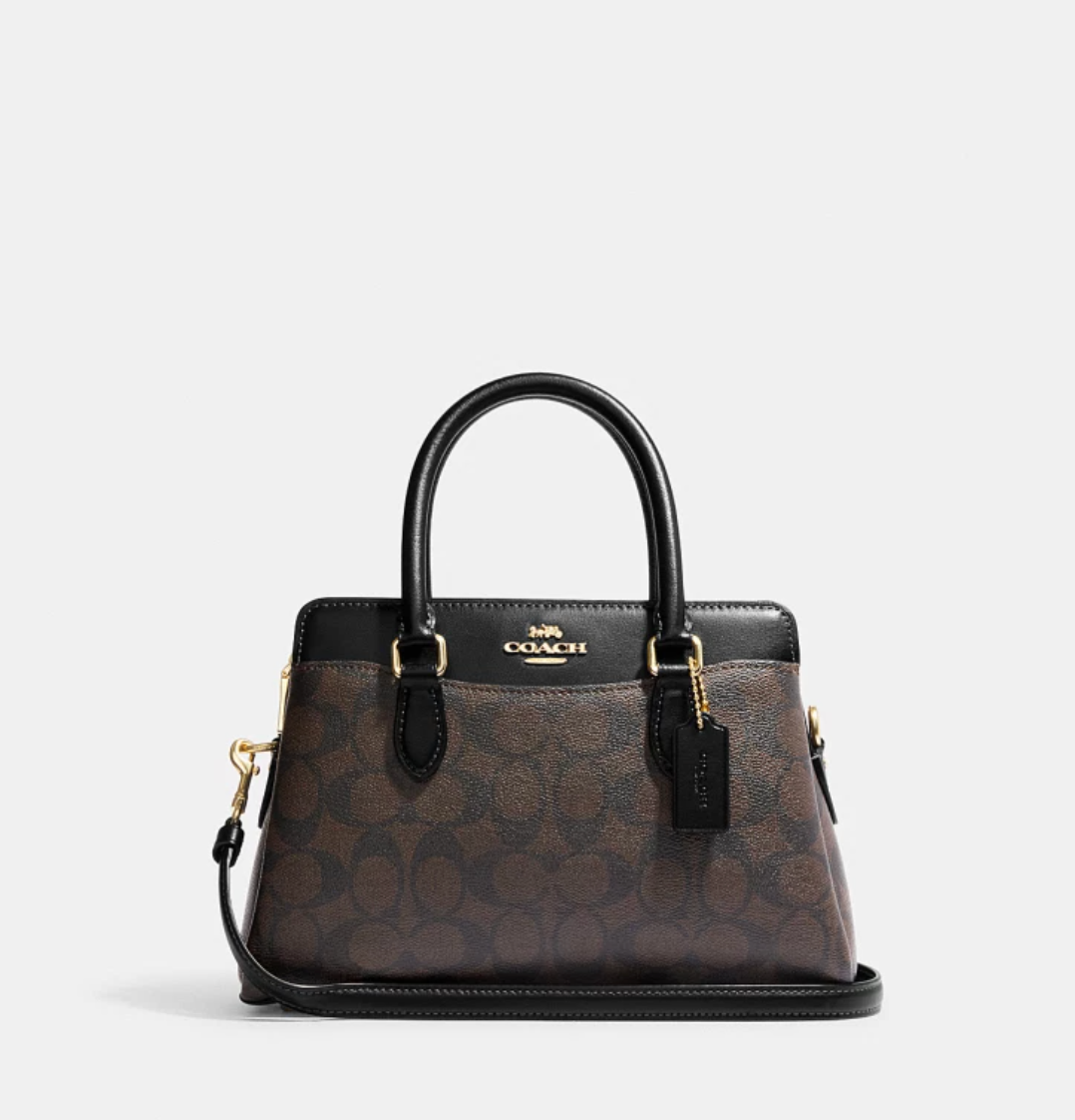 Coach Mini Darcie Carryall In Signature Brown Black