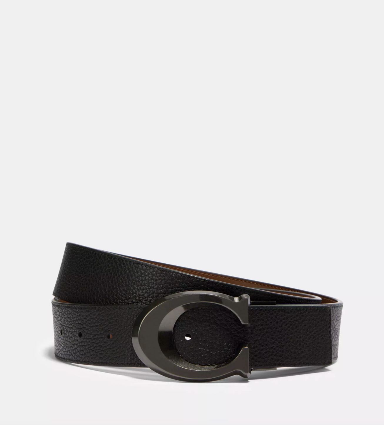 Coach Signature Buckle Belt, 38 Mm In Chestnut Black