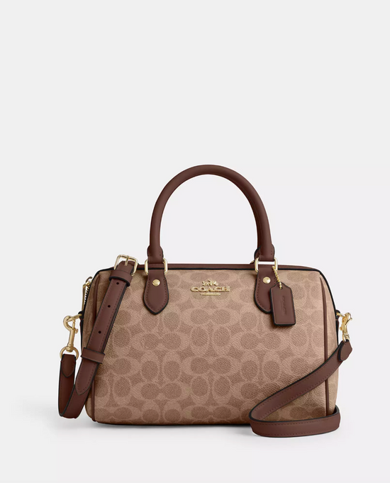 Coach Rowan Satchel Bag In Signature Gold Tan Brown (Pre-Order)