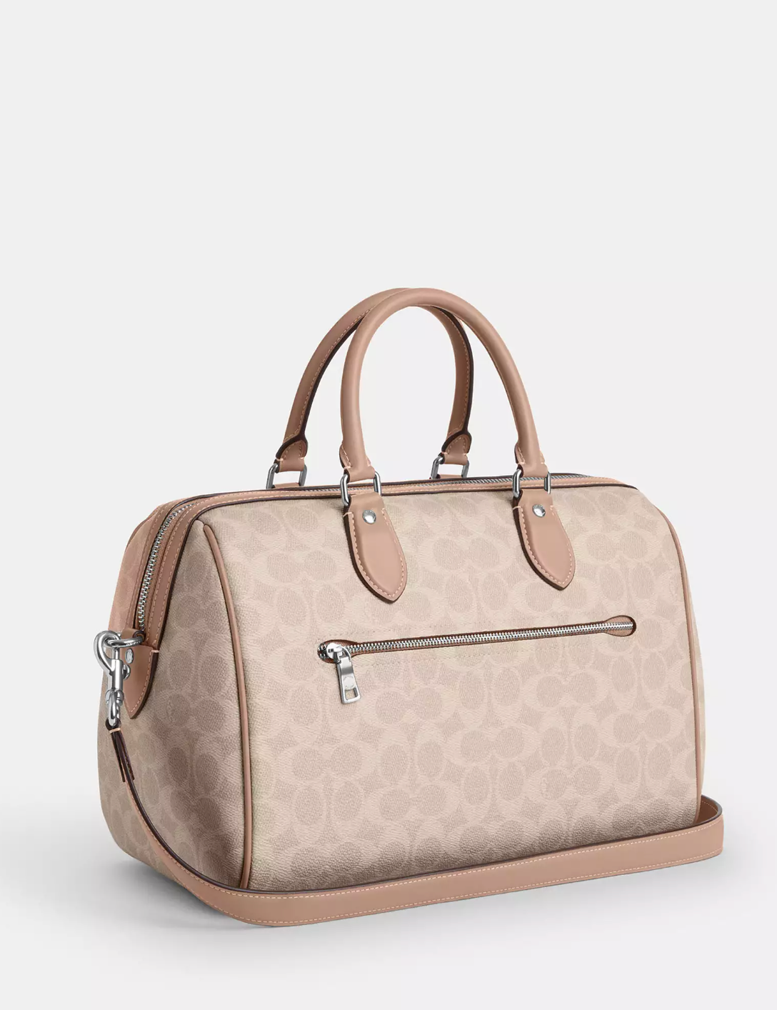 Coach Rowan Large Satchel Bag In Signature Silver Sand Taupe (Pre-Order)