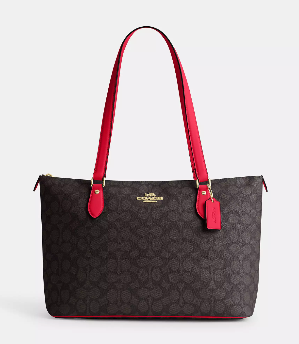 Coach Gallery Tote In Signature Walnut Red (Pre-Order)