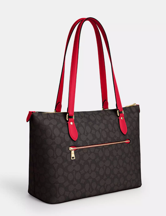 Coach Gallery Tote In Signature Walnut Red (Pre-Order)