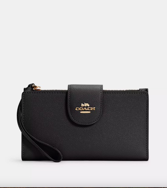 Coach Phone Wallet In Crossgrain Black (Pre-Order)