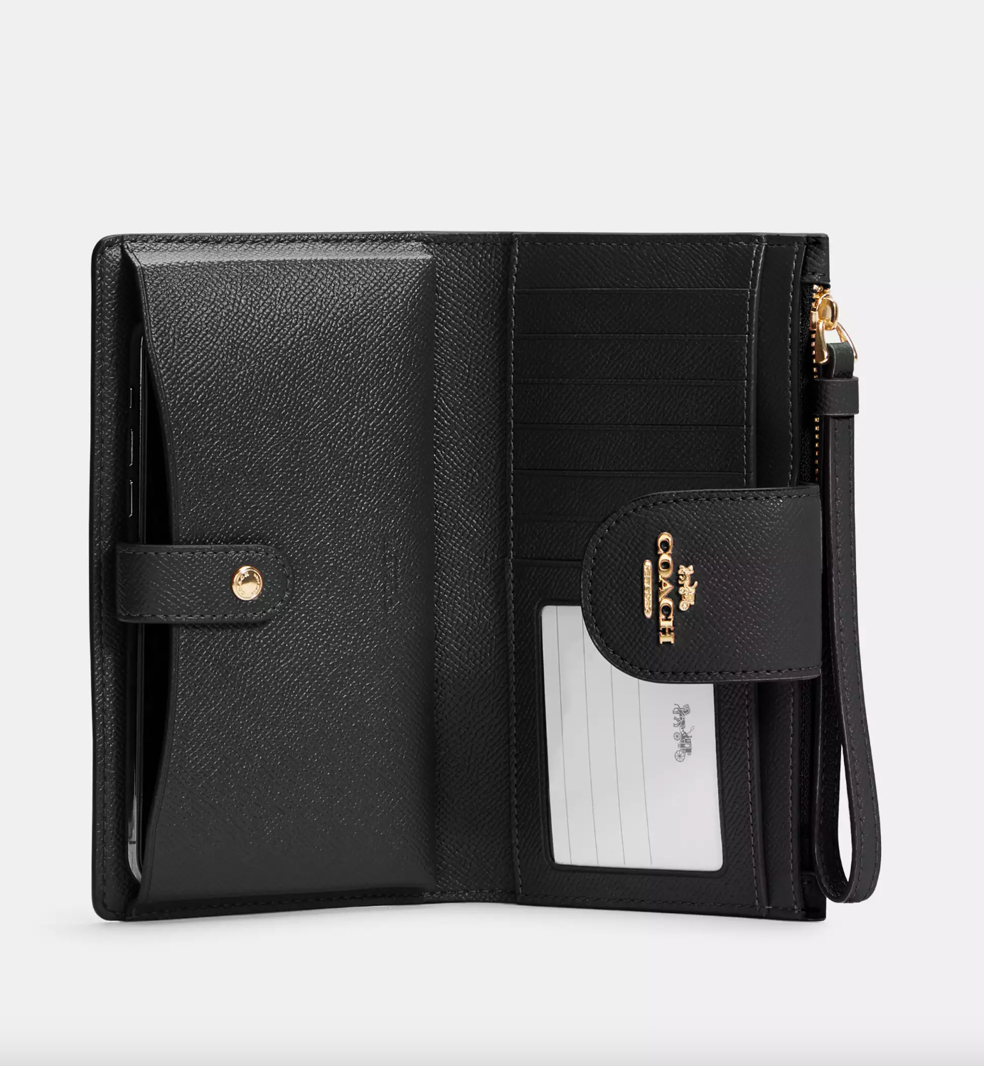 Coach Phone Wallet In Crossgrain Black (Pre-Order)