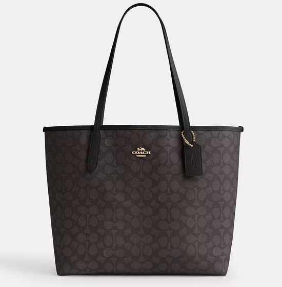 Coach Open City Tote In Signature Walnut Brown (Pre-Order)