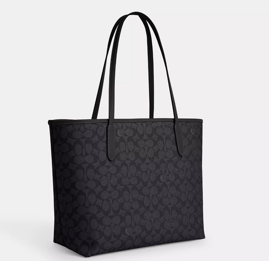 Coach Open City Tote In Signature Graphite Black (Pre-Order)