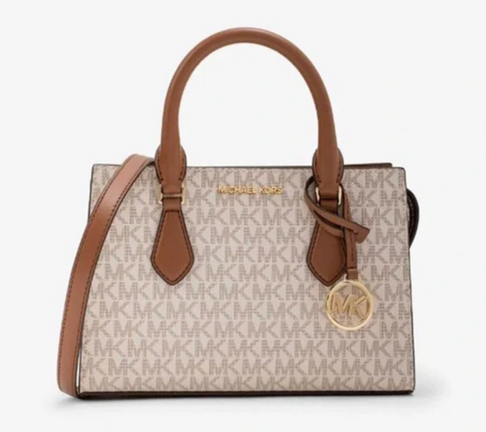 Michael Kors Sheila Small Central Zip Satchel In Monogram Vanilla (Pre-Order)