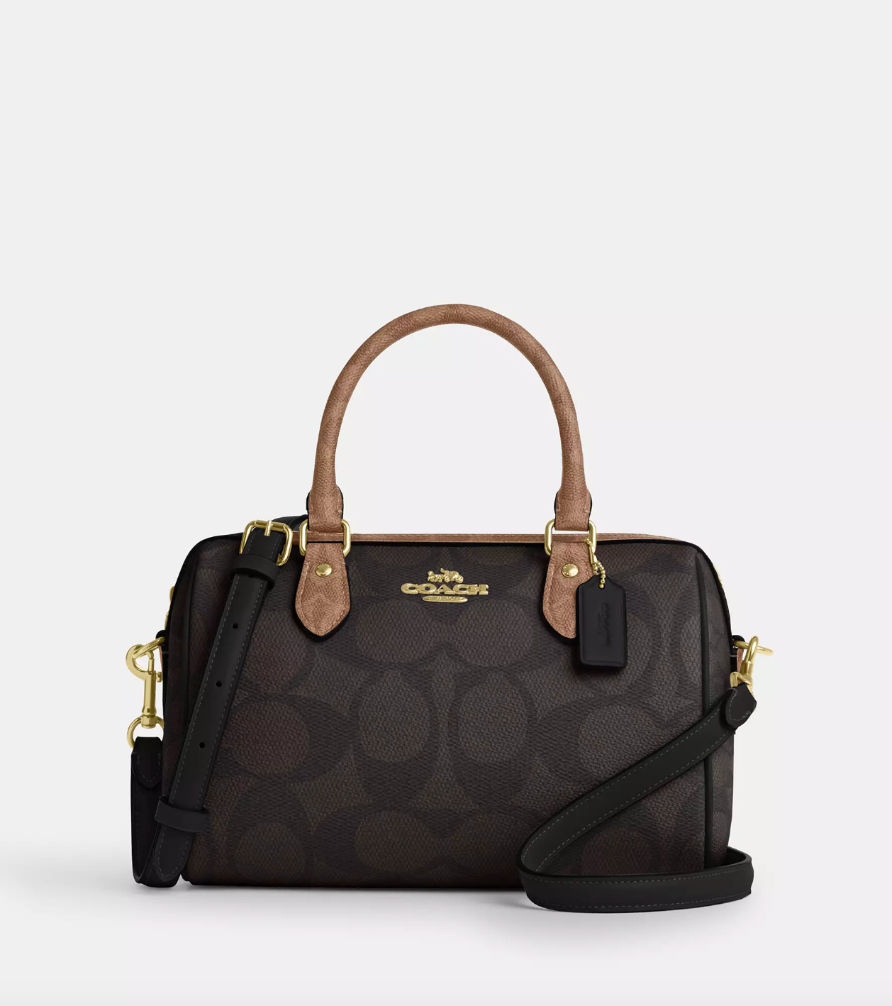 Coach Rowan Satchel Bag In Blocked Signature Walnut Tan (Pre-Order)