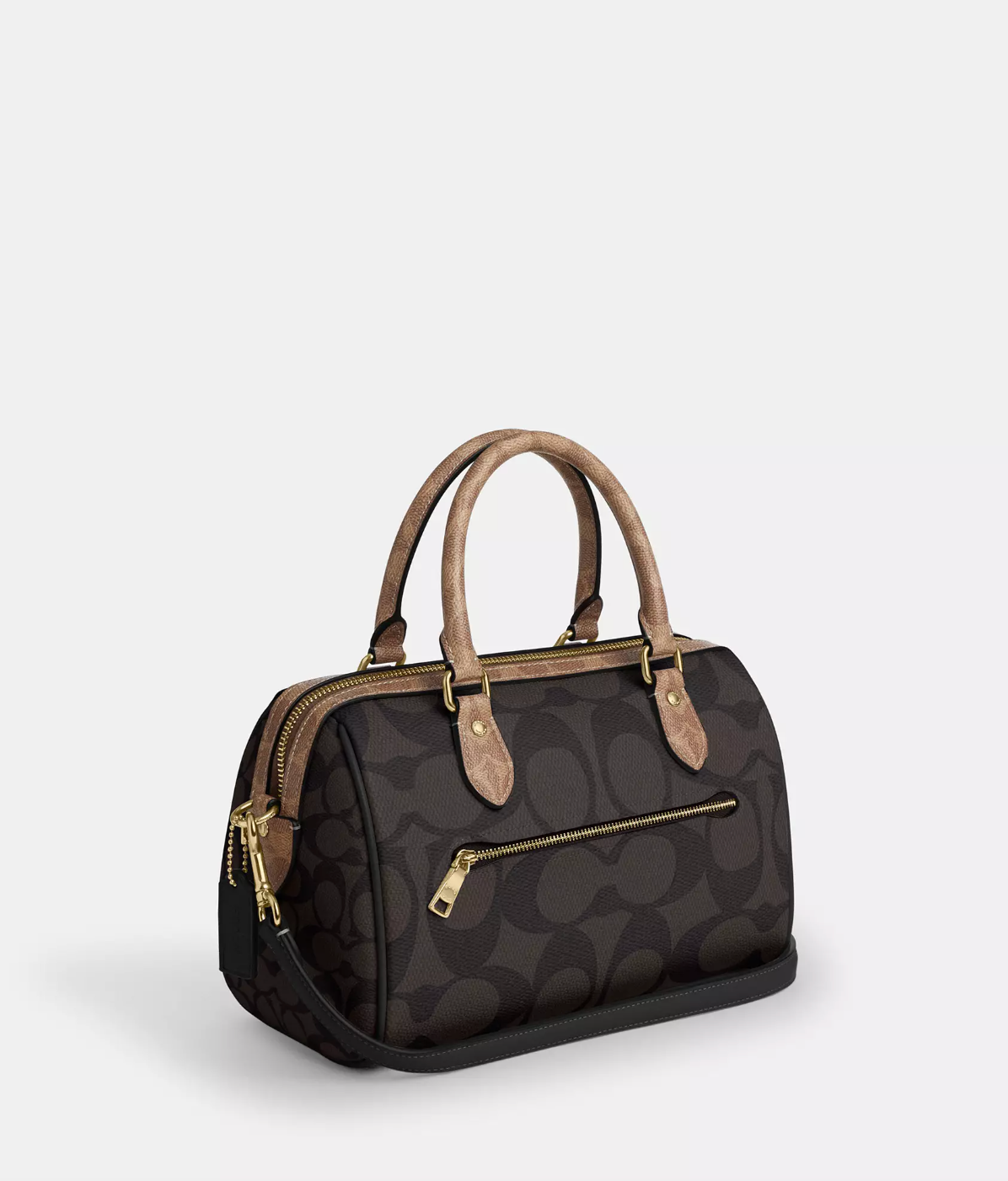 Coach Rowan Satchel Bag In Blocked Signature Walnut Tan (Pre-Order)