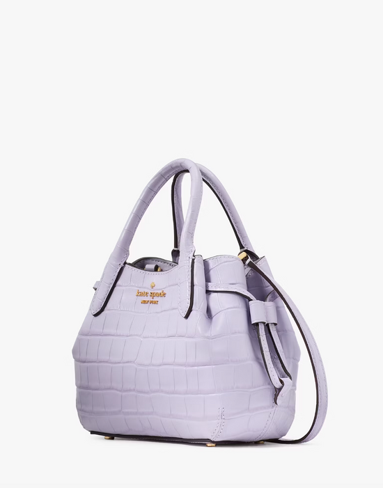 Kate Spade Dumpling Croc Embossed Mini Satchel In Lavender Cream (Pre-Order)