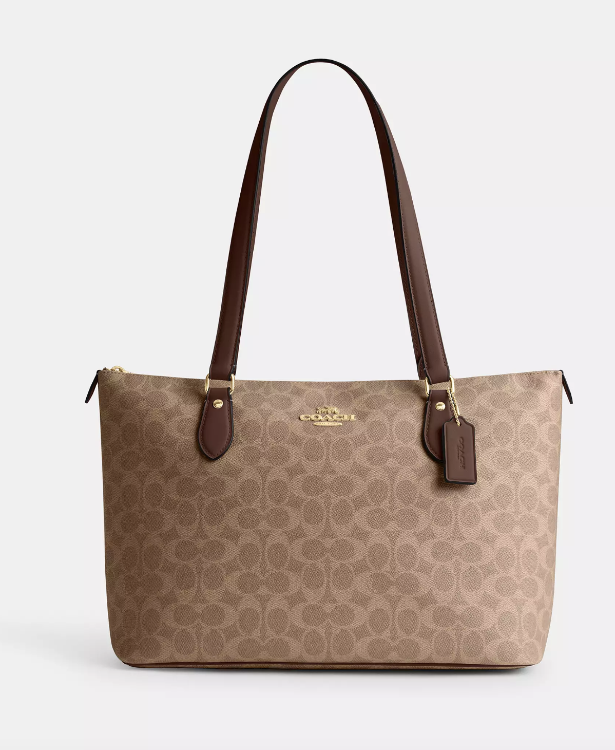 Coach Gallery Tote In Signature Gold Tan Brown