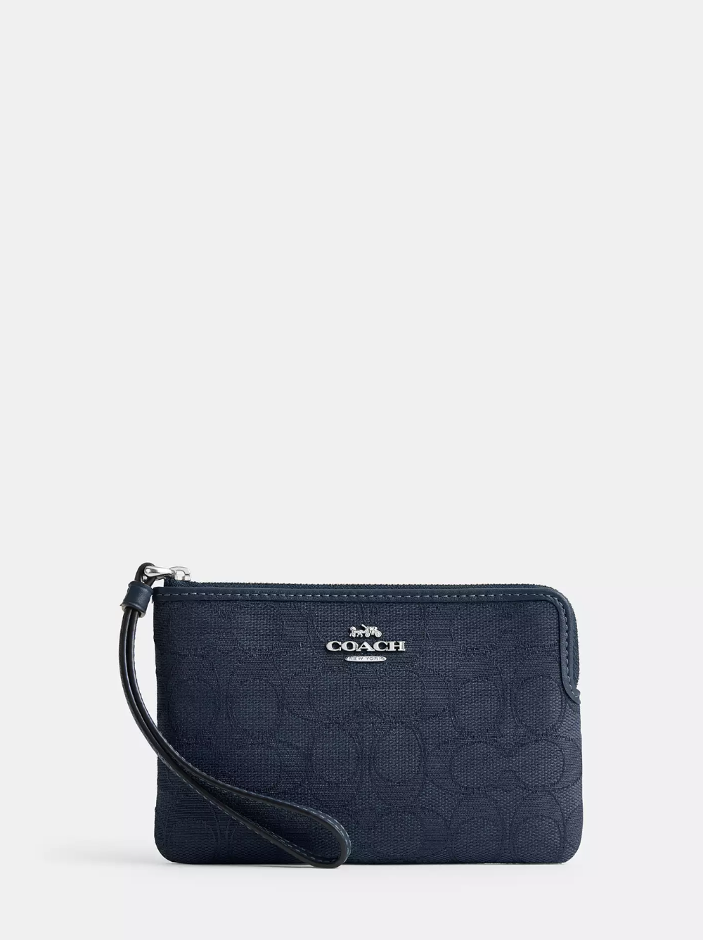 Coach Corner Zip Wristlet In Signature Jacquard Dark Denim (Pre-Order)