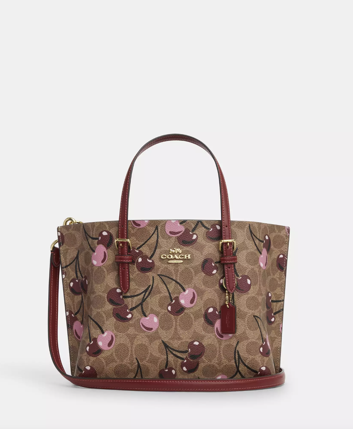 Coach Mollie Tote Bag 25 In Signature Canvas With Cherry Print Tan Multi (Pre-Order)