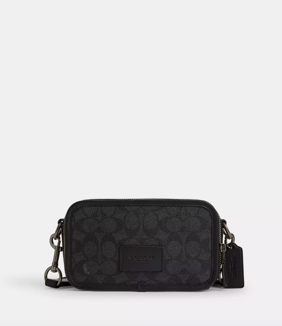 Coach Men Wyatt Crossbody In Signature Charcoal Black (Pre-Order)