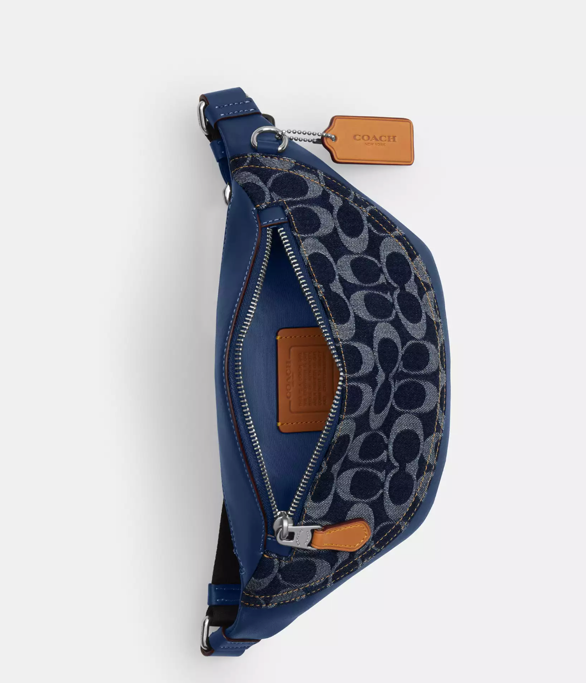 Coach Mini Warren Men Belt Bag In Signature Denim Deep Blue (Pre-Order)