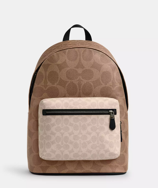 Coach Men West Backpack In Blocked Signature Sand Tan (Pre-Order)