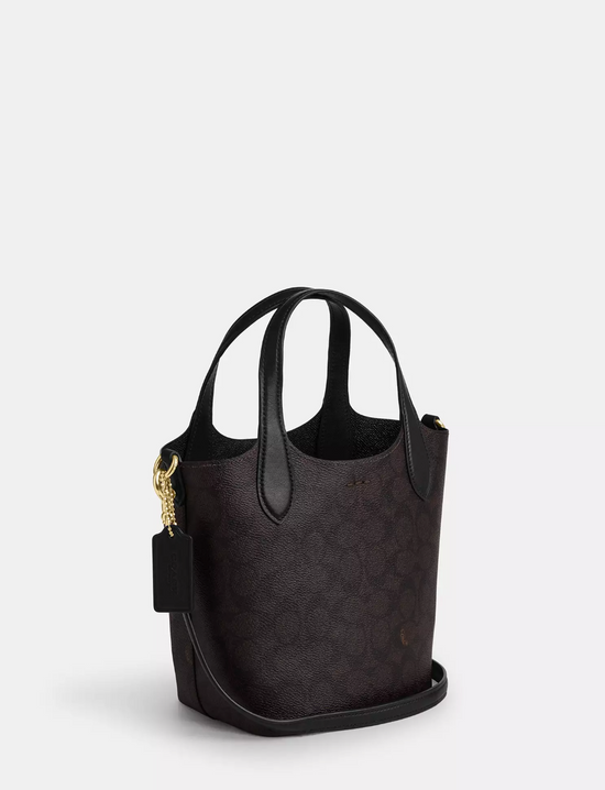 Coach Hanna Bucket Bag In Signature Brown Black