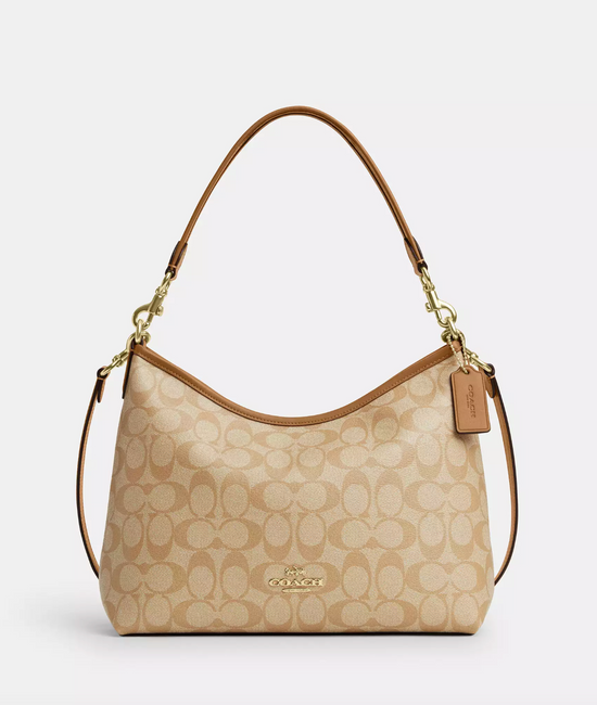 Coach Laurel Shoulder Bag In Signature Light Khaki Saddle