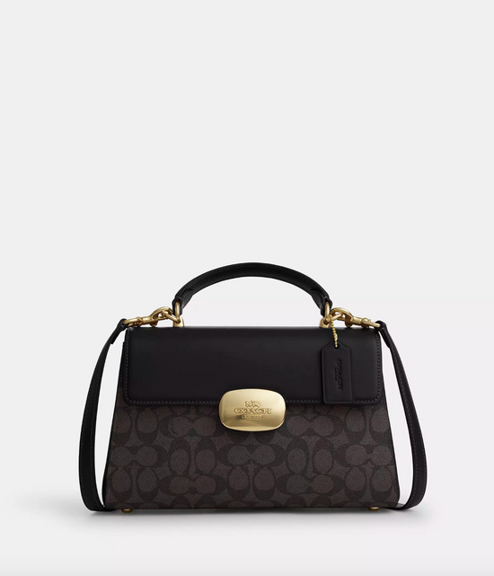 Coach Eliza Top Handle In Signature Walnut Black (Special Pre-Order)